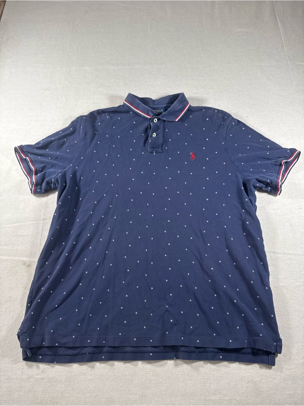 Polo Ralph Lauren Classic Fit Mesh Polo Shirt Aop Star Design Size XL